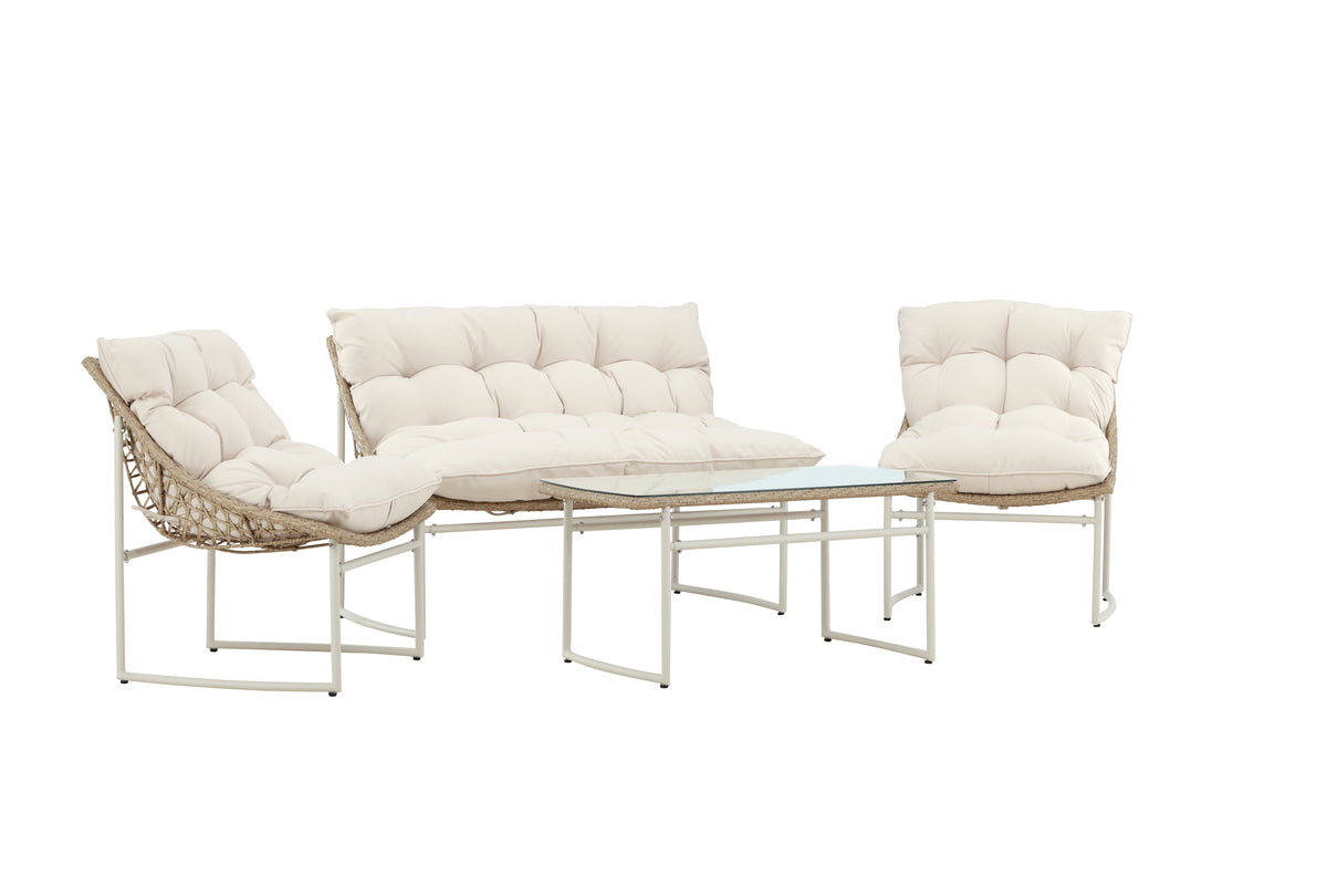 Garten Loungeset Marvella – 4-teiliges Outdoor-Sofa-Set in Beige mit Polstern