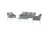 Garten Loungeset Morena - in Weiß mit grauem Stoff