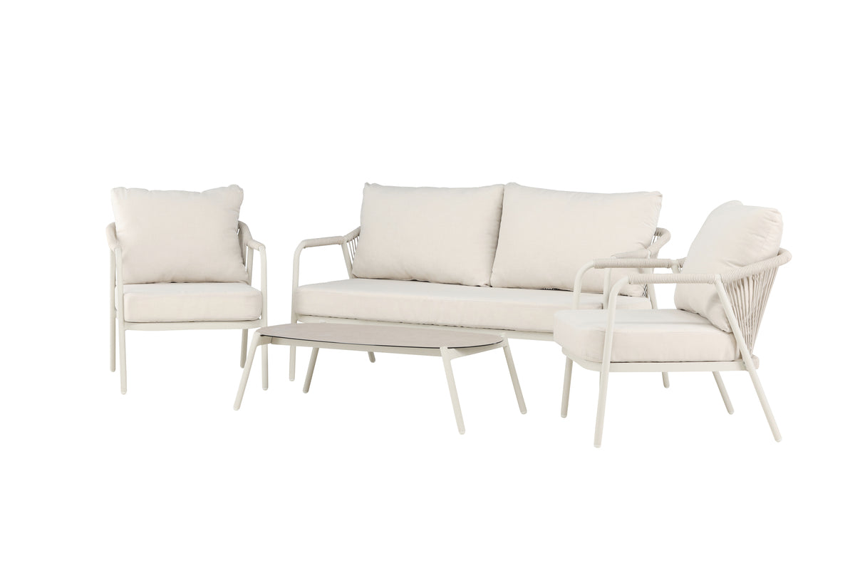 Garten Loungeset Sorento – 4-teiliges Outdoor-Sofa-Set in Beige mit Aluminiumrahmen