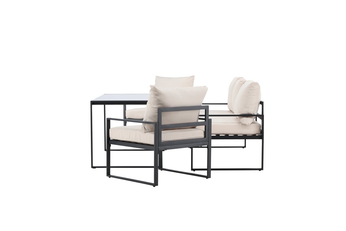 Garten Loungeset Sovana – 3-teilig in Schwarz/Weiß & Beige