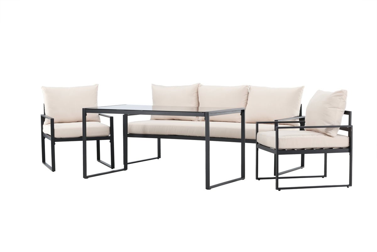Garten Loungeset Sovana – 3-teilig in Schwarz/Weiß & Beige