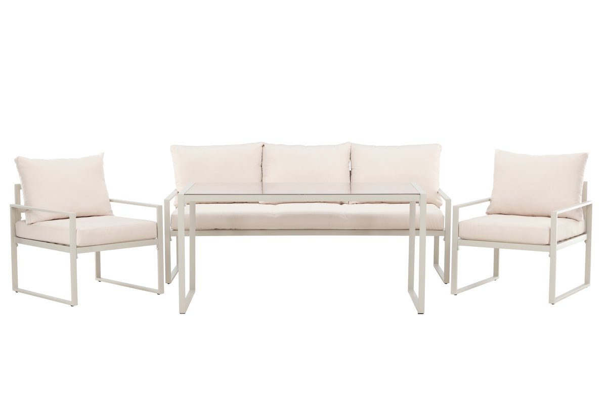 Garten Loungeset Sovana – 3-teilig in Schwarz/Weiß & Beige