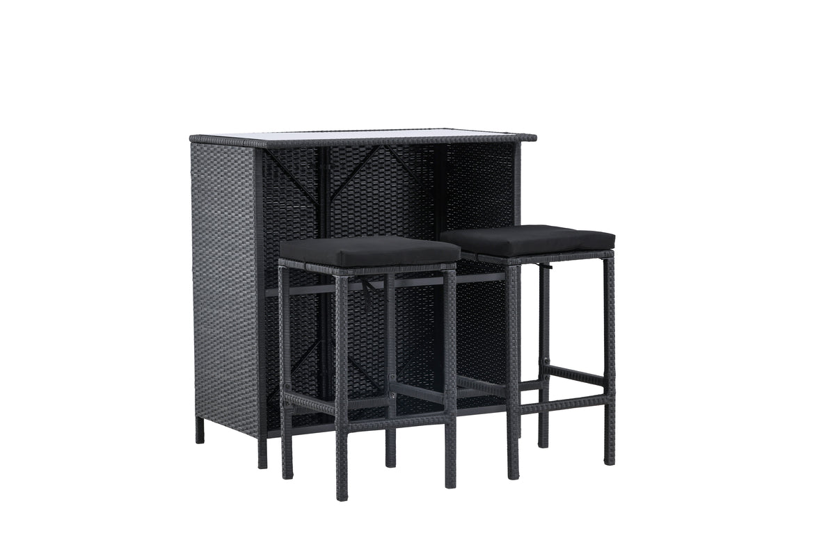 Garten Loungeset Talio – 3-teiliges Set aus synth. Rattan in Schwarz