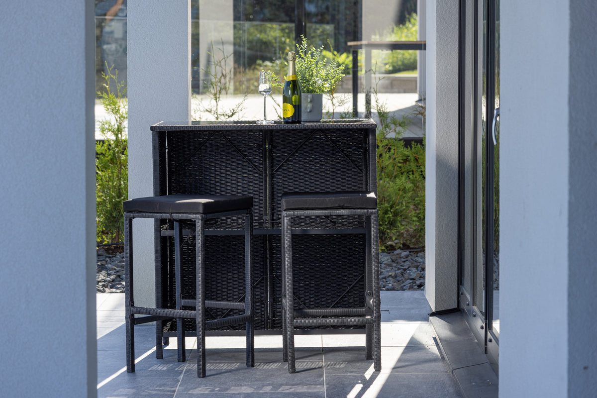 Garten Loungeset Talio – 3-teiliges Set aus synth. Rattan in Schwarz