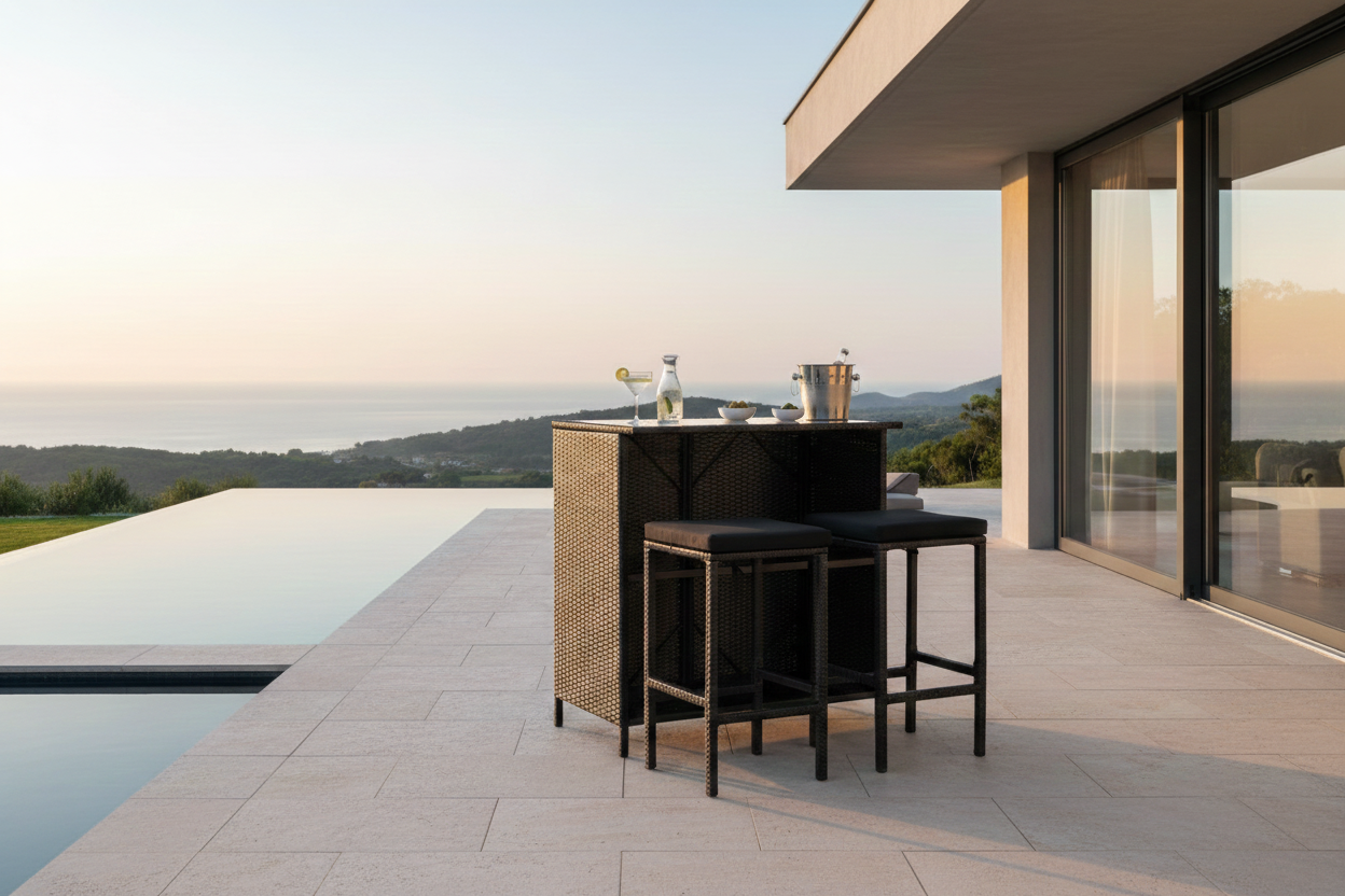 Garten Loungeset Talio – 3-teiliges Set aus synth. Rattan in Schwarz