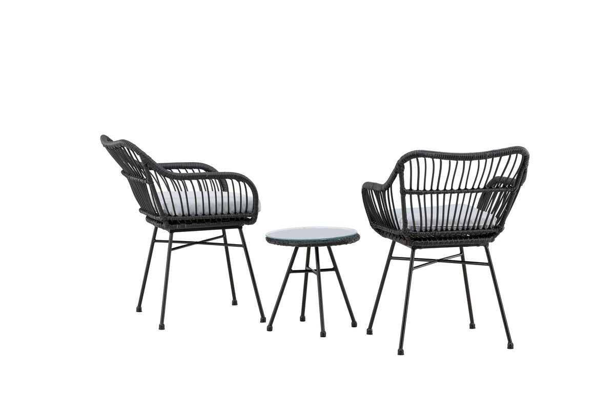 Garten-Sitzgruppe Aora - aus schwarzem Naturrattan