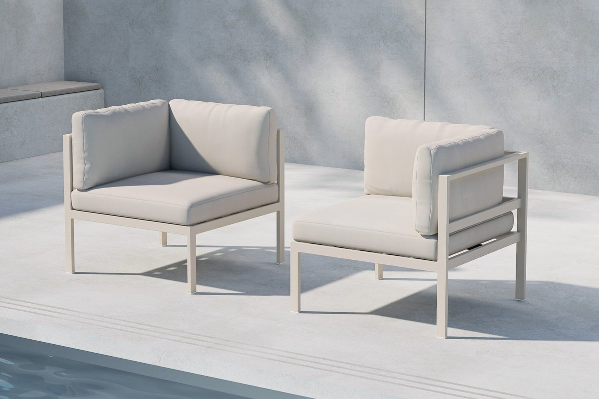 Gartenbank Eckmodul Nero - Aus Aluminium in Schwarz, Braun und Beige