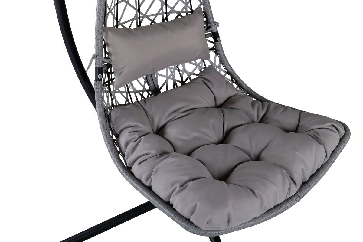 Hängesessel Brittany - aus Rattan/Metall in Schwarz, Grau