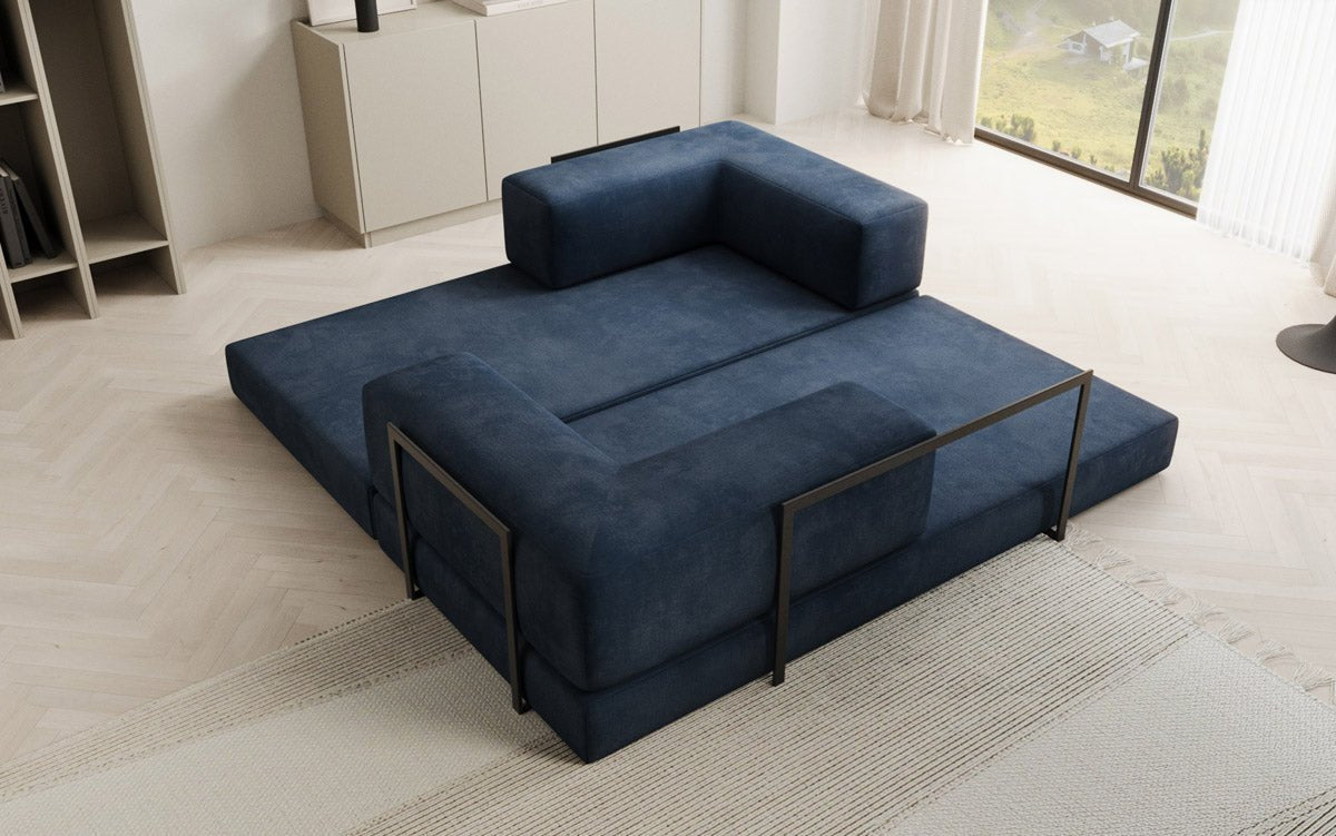 Lazy Spar-Set: 3-Sitzer + Hocker in Samt