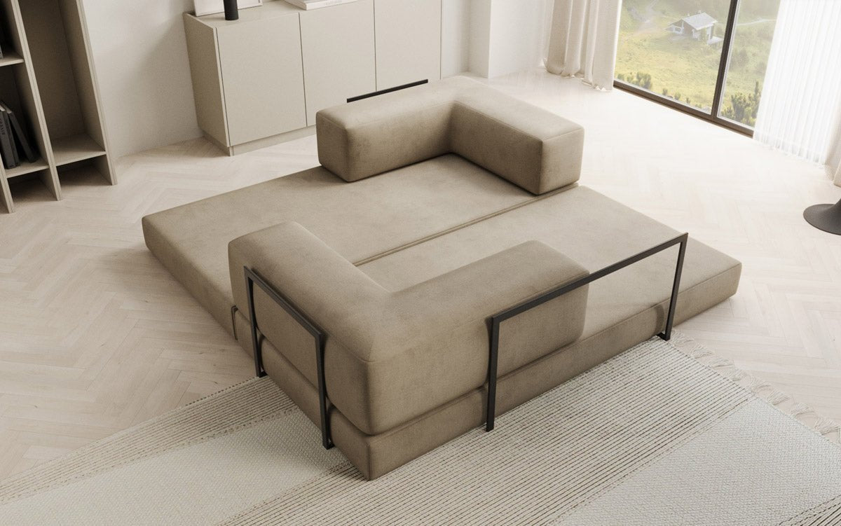 Lazy Spar-Set: 3-Sitzer + Hocker in Samt