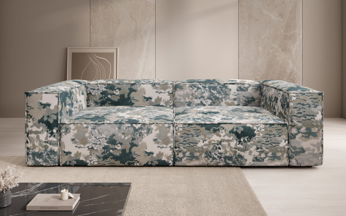Designer Sofa Lesley 3 Sitzer - Jacquard mit Aquarell-Muster