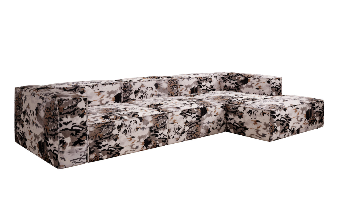 Designer Ecksofa Lesley - Jacquard mit Aquarell-Muster