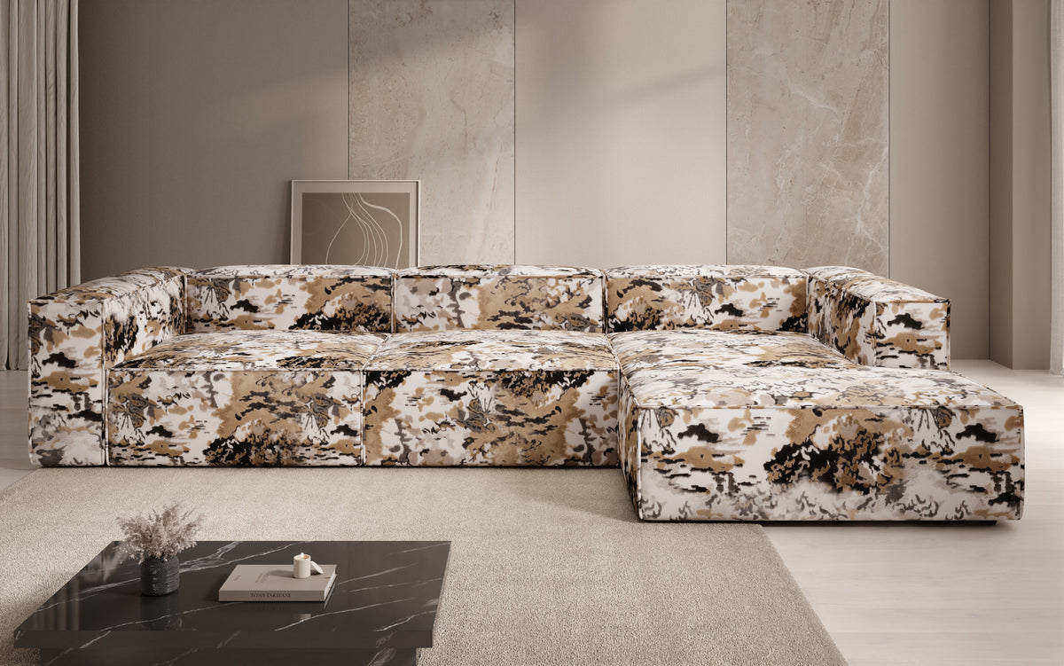 Designer Ecksofa Lesley - Jacquard mit Aquarell-Muster