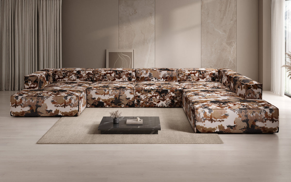 Designer Sofa Lesley U XXL - Jacquard mit Aquarell-Muster
