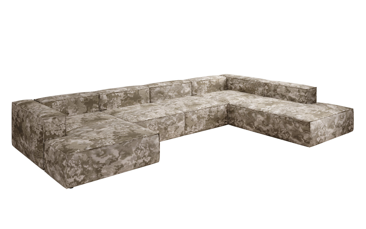 Designer Sofa Lesley U XXL - Jacquard mit Aquarell-Muster