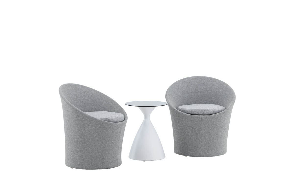 Loungeset Tanja - Grau/Weißes Set mit 2 Stühlen