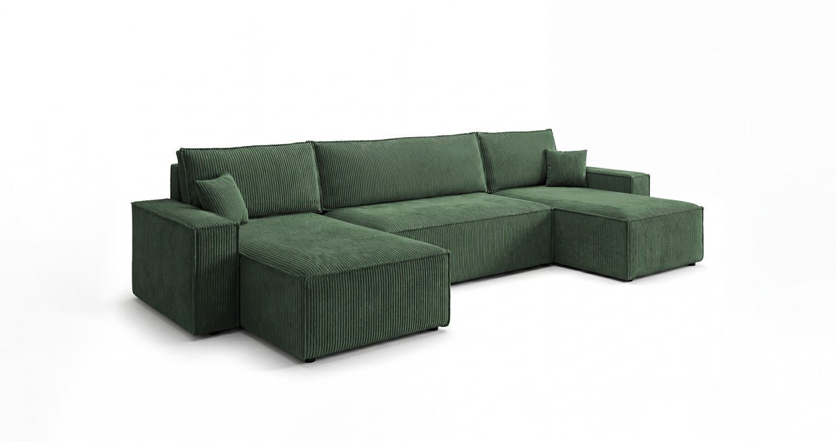 Designer Sofa Lunaro U Mini mit Schlaffunktion und Stauraum in Cord