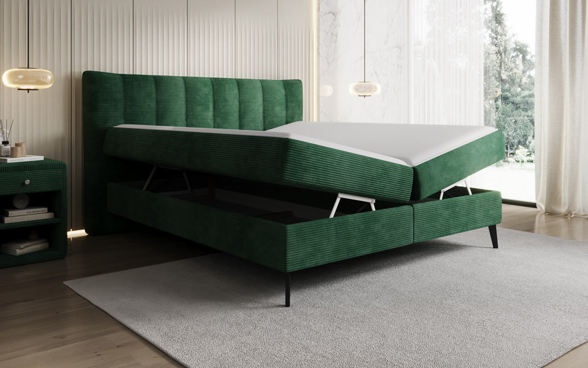 Boxspringbett Ines in Cord mit Stauraum