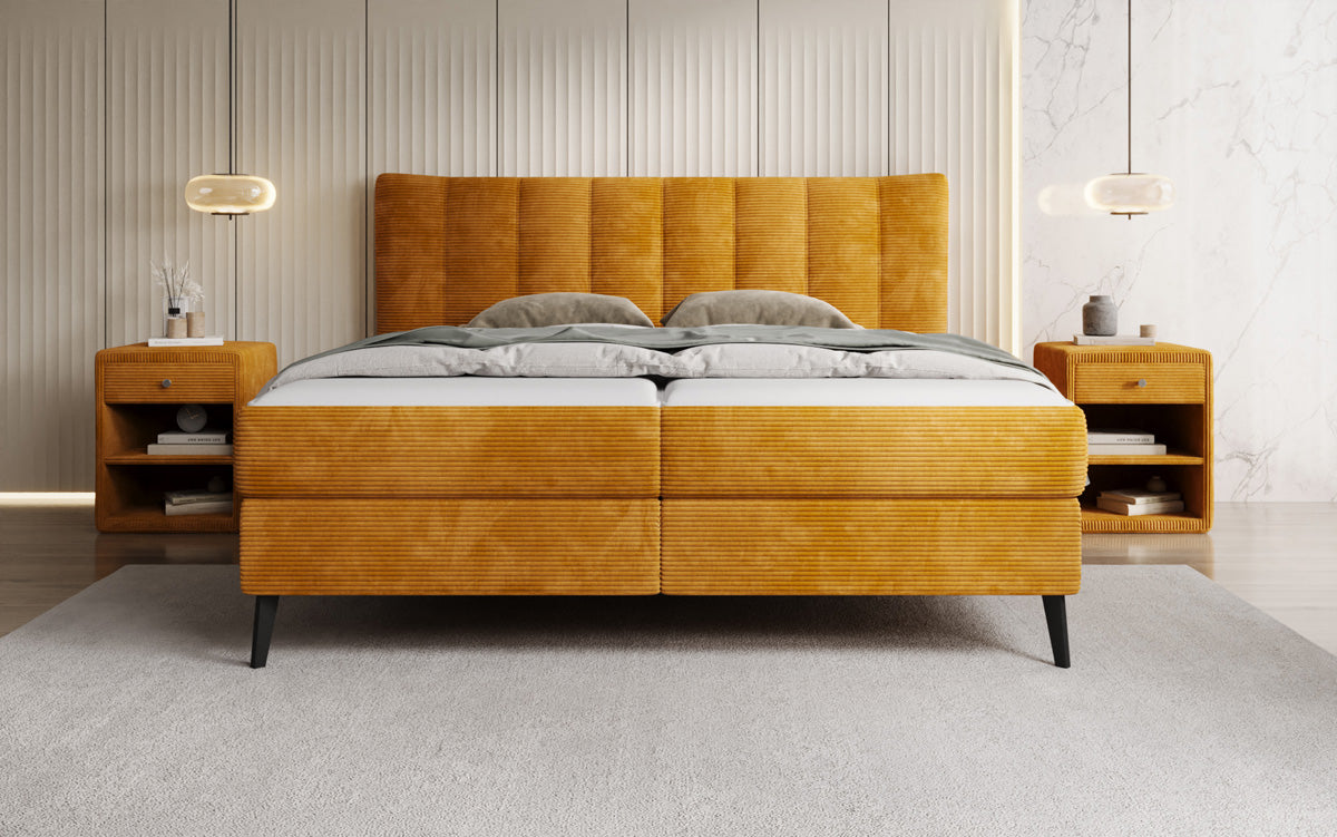 Boxspringbett Ines in Cord mit Stauraum
