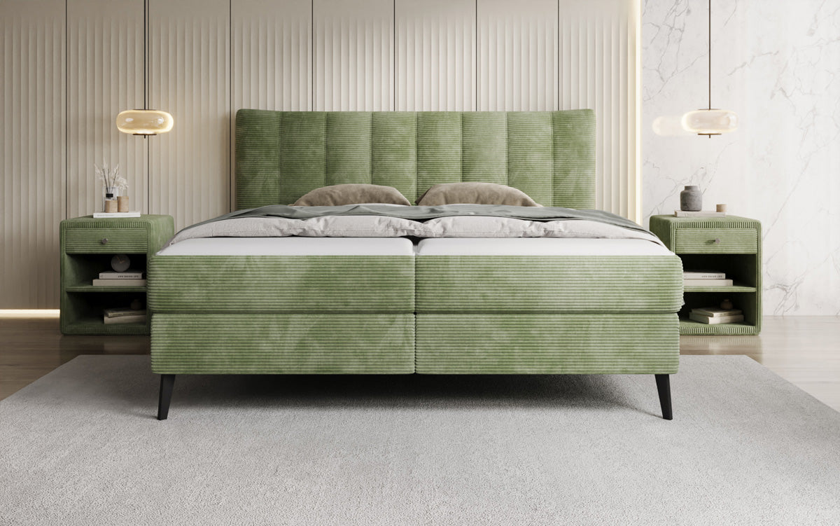 Boxspringbett Ines in Cord mit Stauraum
