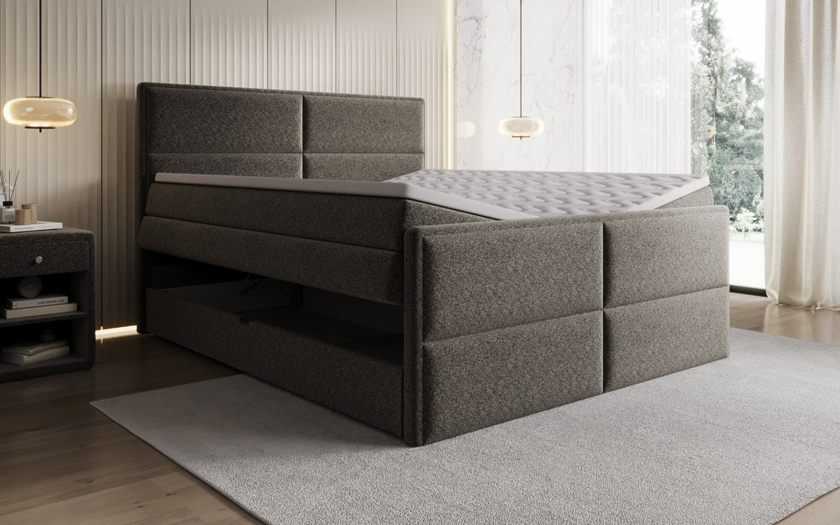 Boxspringbett Viola in Strukturstoff mit Stauraum