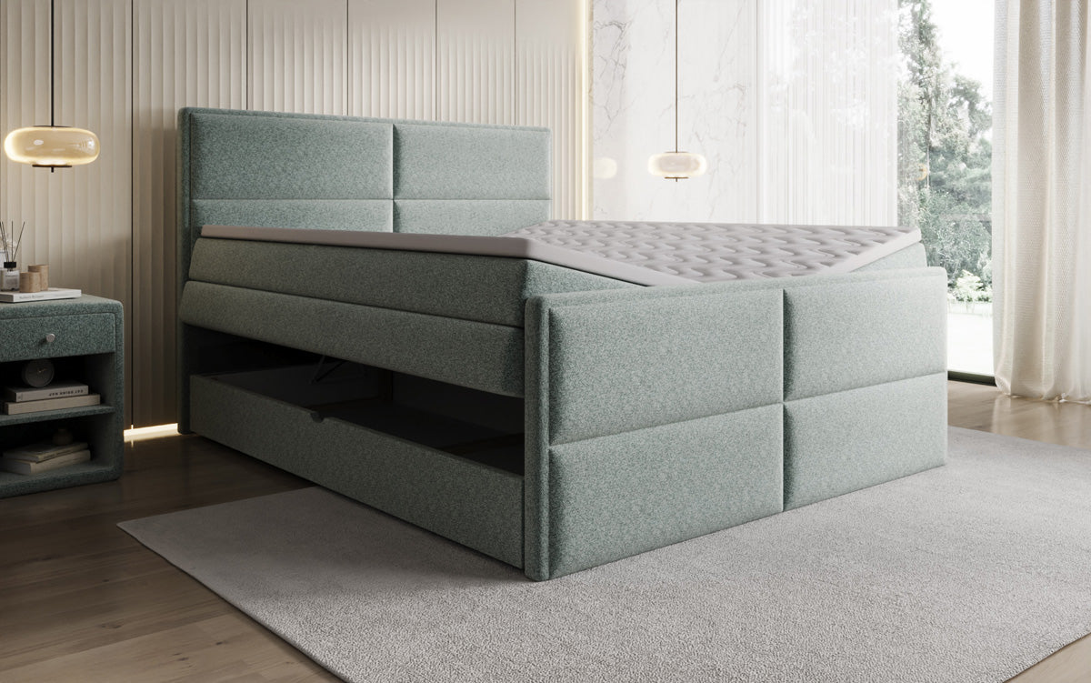 Boxspringbett Viola in Strukturstoff mit Stauraum