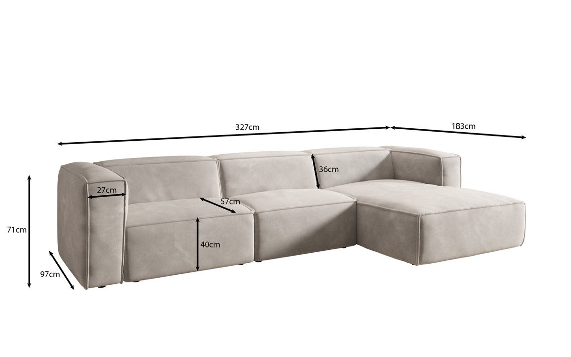 Designer Sofa Comfy L in Fluweel