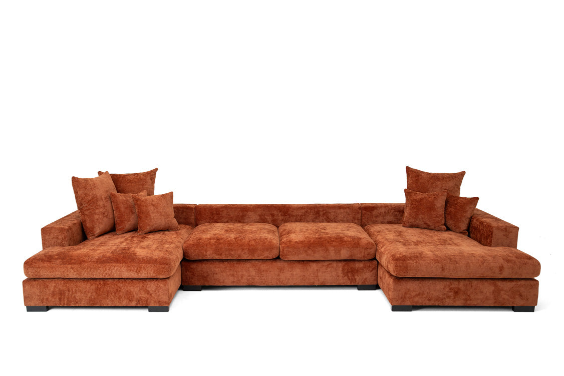Designer Sofa Selena U mit Schlaffunktion in Strukturstoff