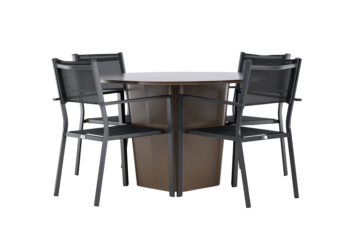 Garten Essgruppe Nordic – 5-teiliges Gartenmöbel-Set mit braunem Tisch aus Aluminium