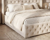 Designer Polsterbett Marlo in Samt – Beige