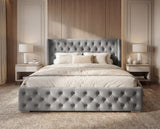 Designer Polsterbett Marlo in Samt – Grau