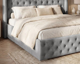 Designer Polsterbett Marlo in Samt – Grau