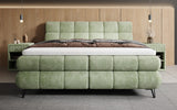 Boxspringbett Milla Cord in Salbei (Poso 047) – Milieu frontal