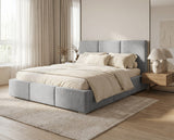 Designer Polsterbett Miro in Samt mit Stauraum – Grau