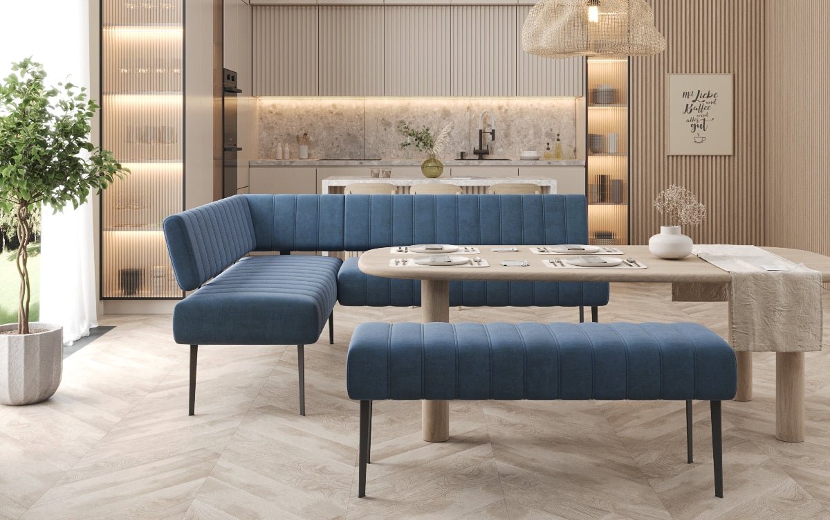 Essbank-Set Montero aus wasserabweisendem Samt mit Metallbeinen