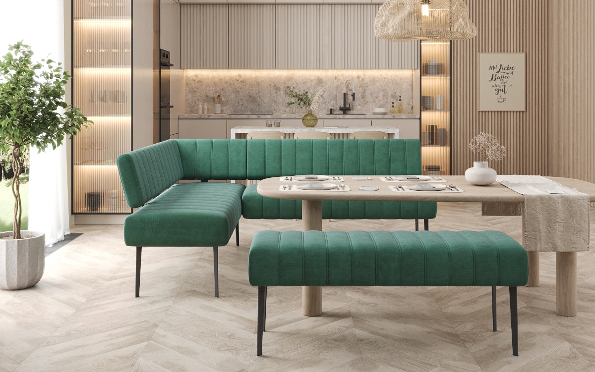 Essbank-Set Montero aus wasserabweisendem Samt mit Metallbeinen