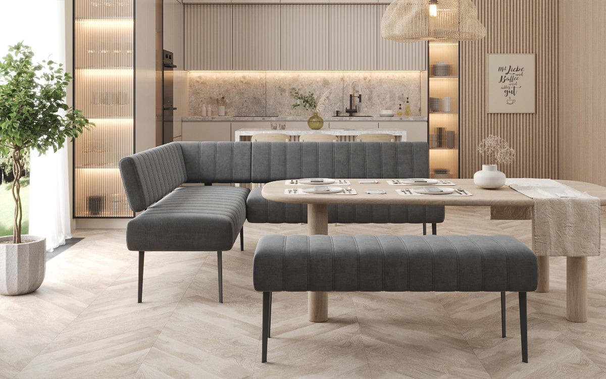 Essbank-Set Montero aus wasserabweisendem Samt mit Metallbeinen