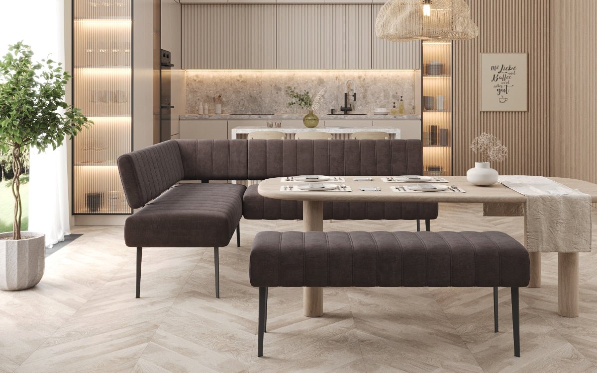 Essbank-Set Montero aus wasserabweisendem Samt mit Metallbeinen