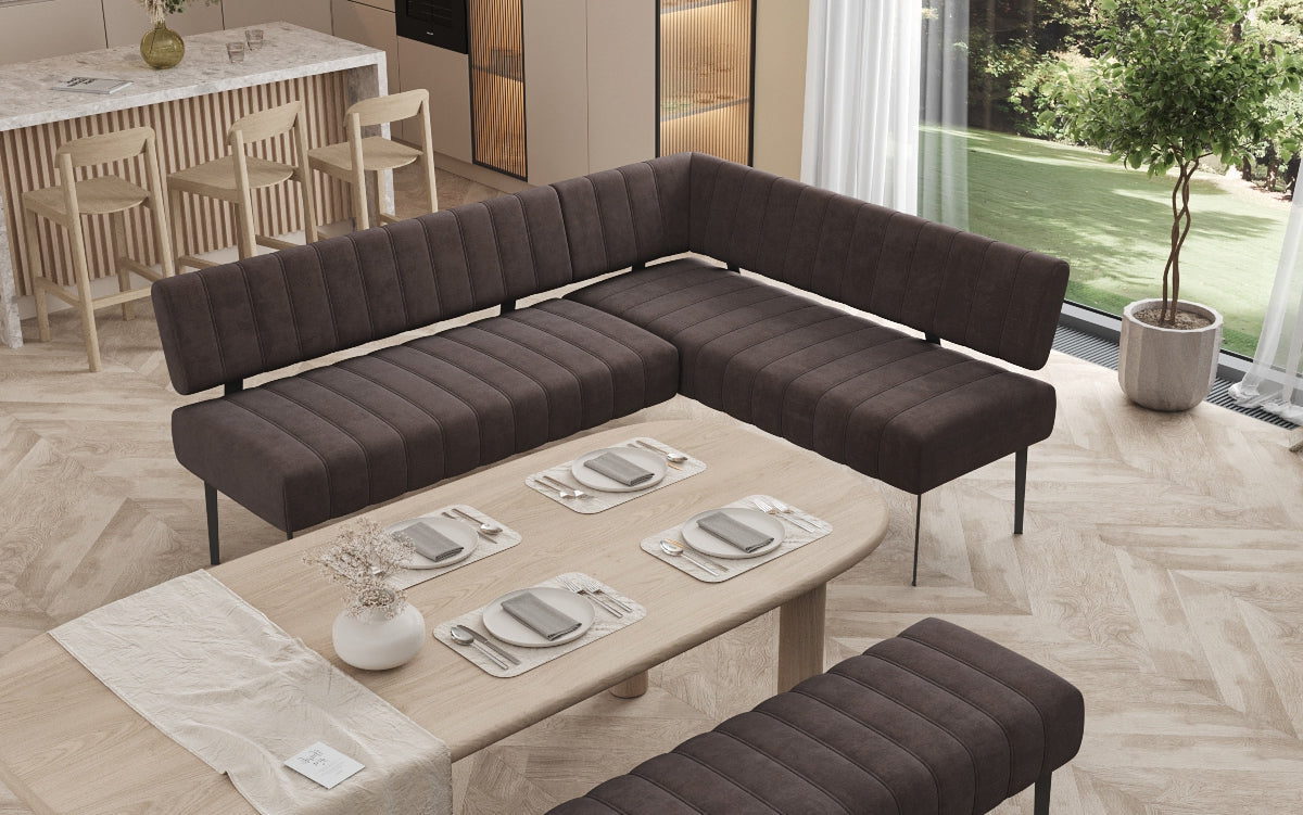 Essbank-Set Montero aus wasserabweisendem Samt mit Metallbeinen