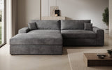 Designer Ecksofa Lugo in Cord – Grau – Links