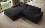 Designer Ecksofa Lugo in Cord – Schwarz – Links