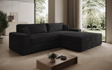 Designer Ecksofa Lugo in Cord – Schwarz – Rechts
