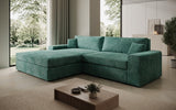 Designer Ecksofa Lugo in Cord – Vintage Blau – Links