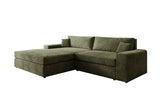 Designer Ecksofa Lugo in Cord – Salbei – Links