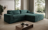 Designer Ecksofa Lugo in Cord – Petrol – Rechts