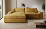 Designer Ecksofa Lugo in Cord – Safran – Links