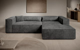 Designer Ecksofa Vasto in Cord – Grau – Rechts