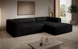 Designer Ecksofa Vasto in Cord – Schwarz – Rechts
