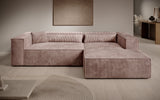 Designer Ecksofa Vasto in Cord – Rosé – Rechts