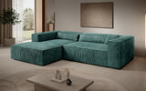 Designer Ecksofa Vasto in Cord – Petrol – Links